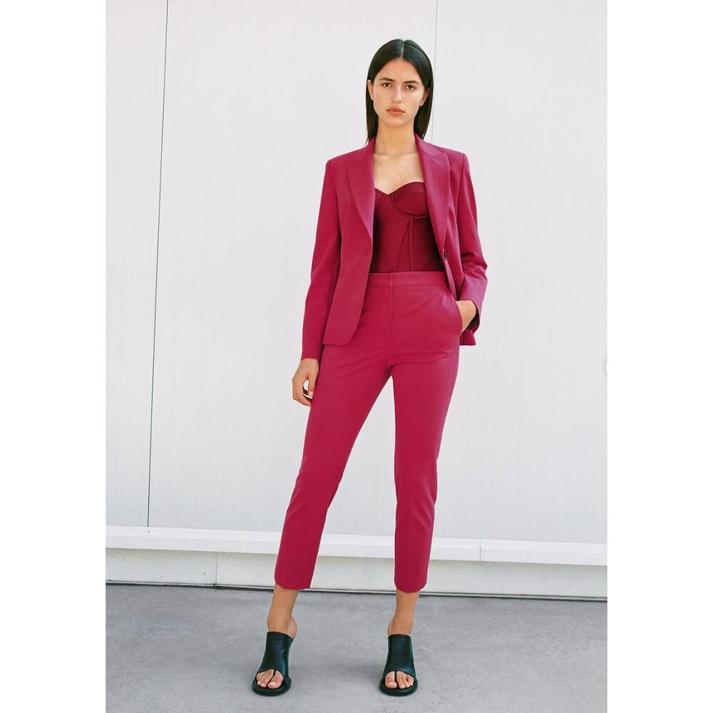 [ZARA] Red High Rise Straight Leg Ankle Length Trouser Work Career Pants NWT 10